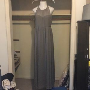 Grey Chiffon Floor Length Dress